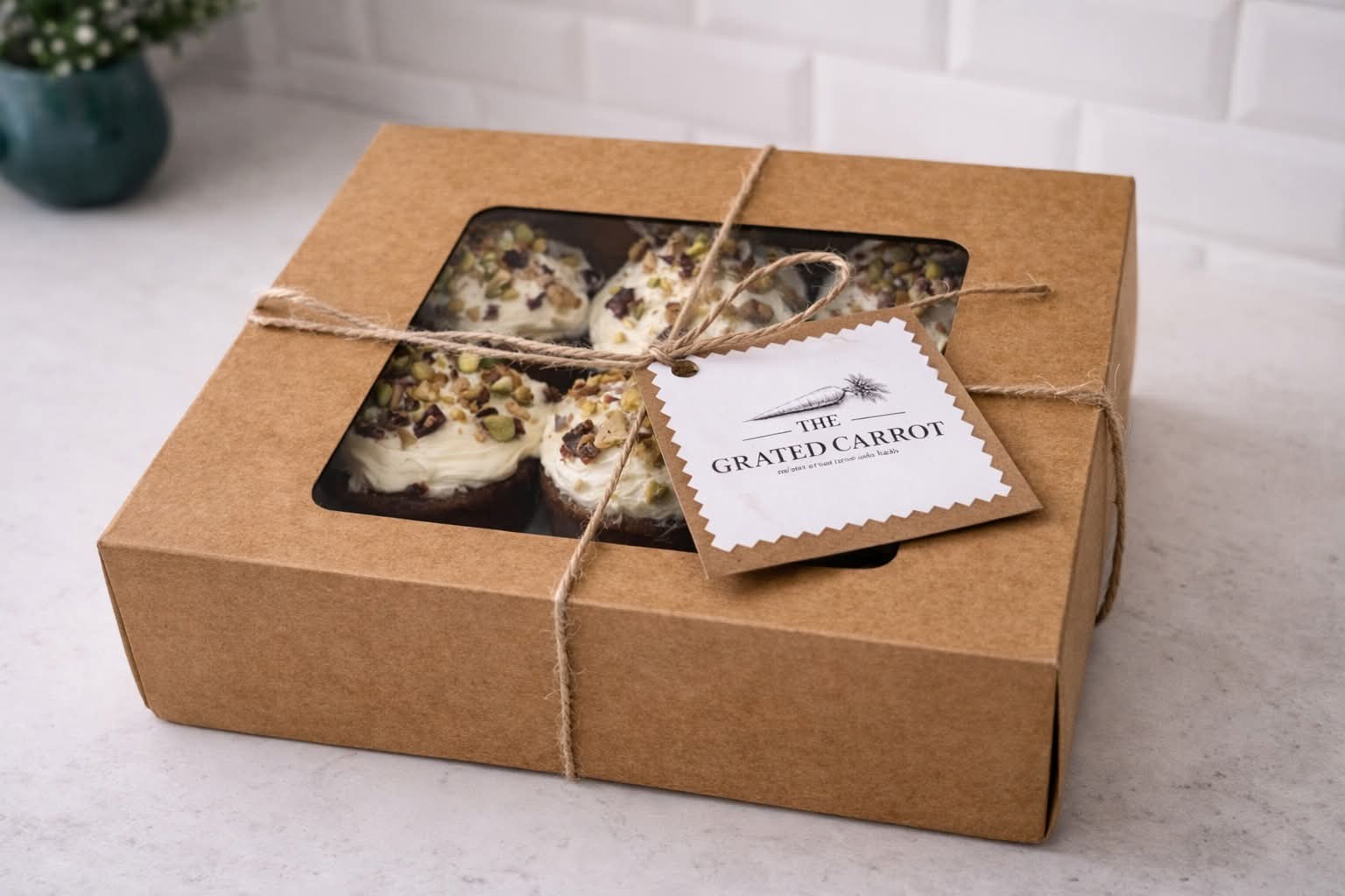 A kraft gift box of cakelets