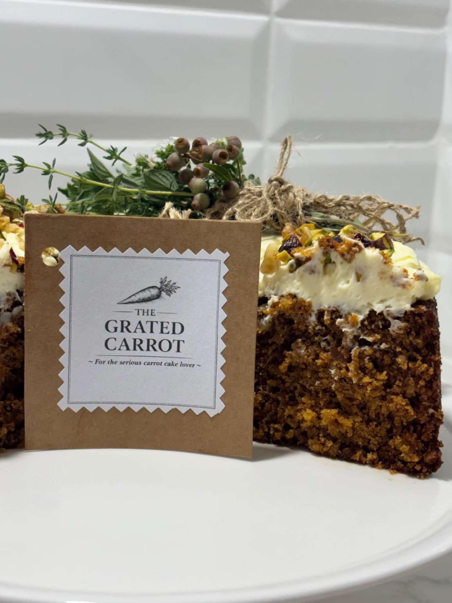 A thick slice of carrot cake
