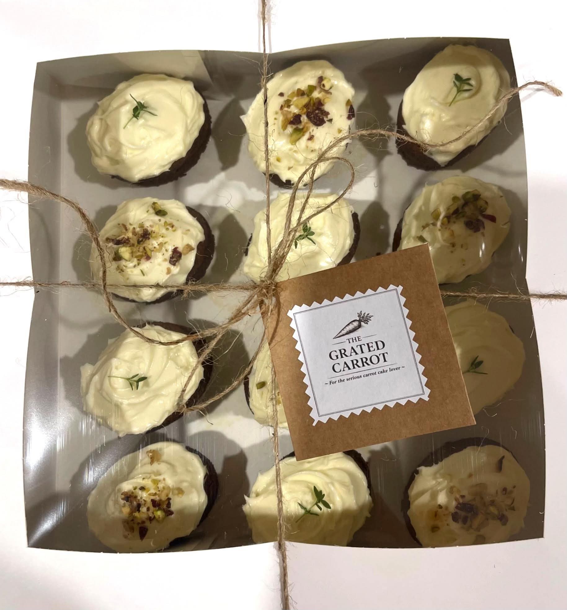 A box of mini carrot cakelets